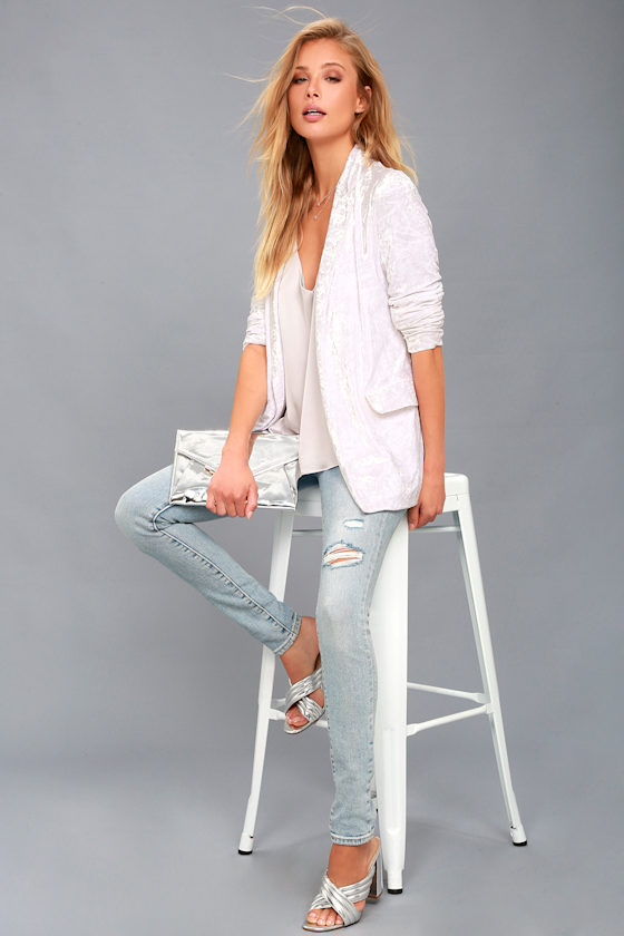 Back to Your Heart White Velvet Blazer 5
