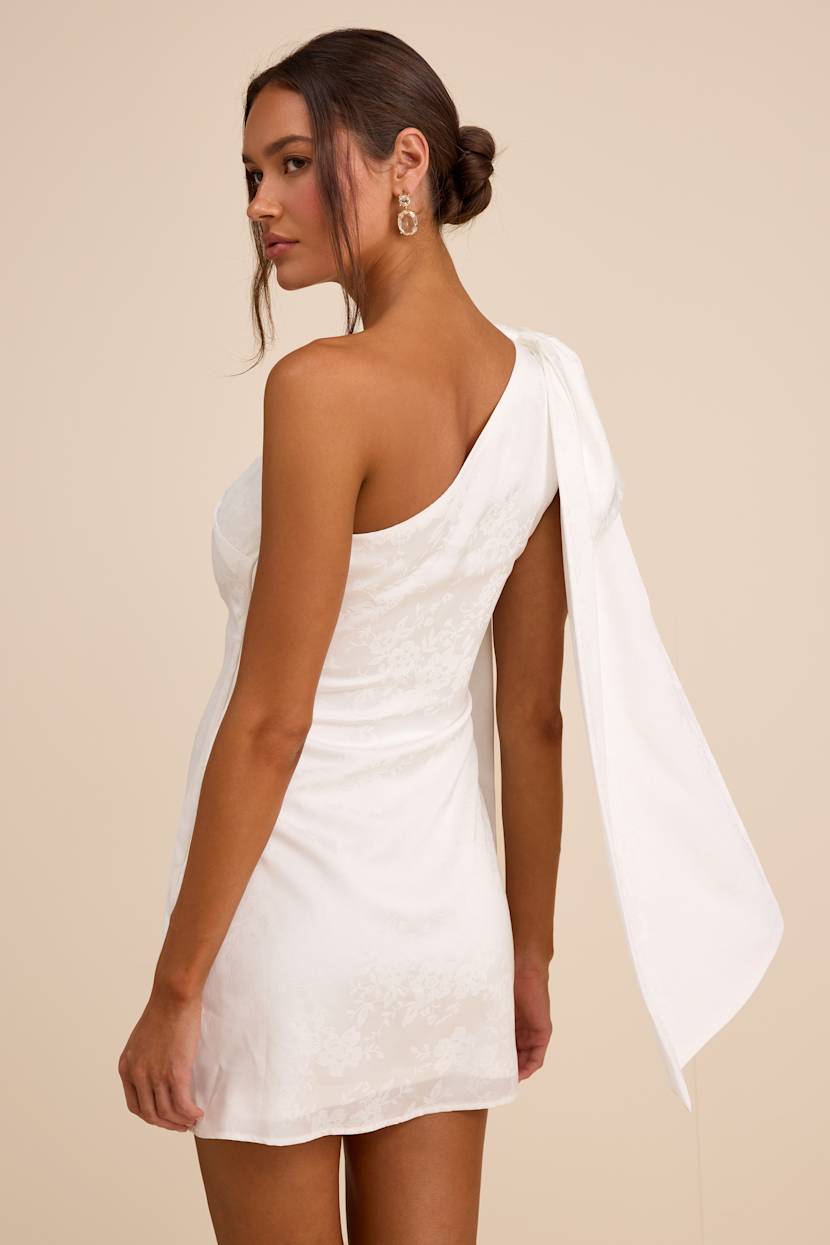 slim fit dress slacks ZAPAKASA Women Off the Shoulder White Graduation Dress with Bow Sheath  Satin Short Rehearsal Dinner Dress main image 0