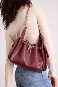 Mianca Burgundy Quilted Cinched Handbag 1