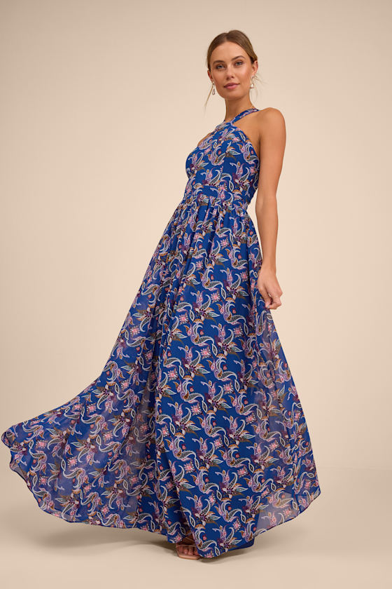 Lilja Blue Floral Print Maxi Dress 1