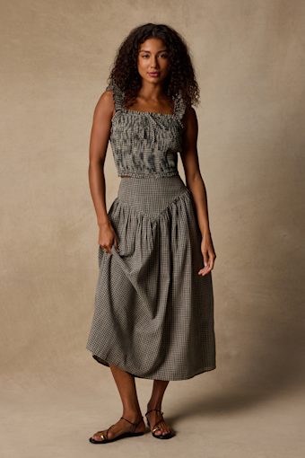 Starling Black Gingham High-Rise Midi Skirt 1