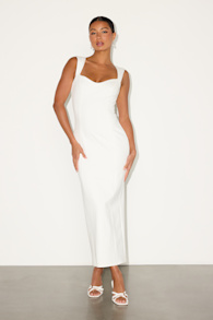 Samai White Cap Sleeve Bodycon Midi Dress 1