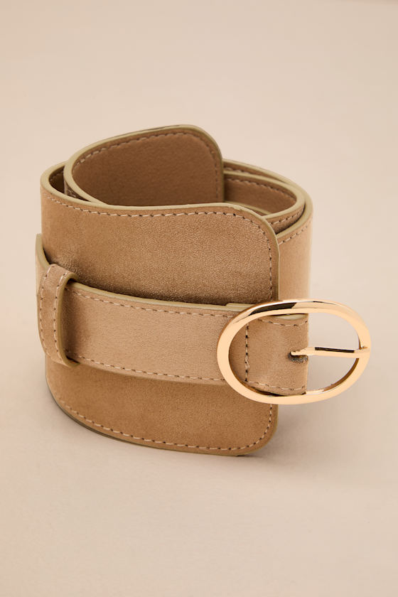 Frankie Beige Suede Wide Belt 1
