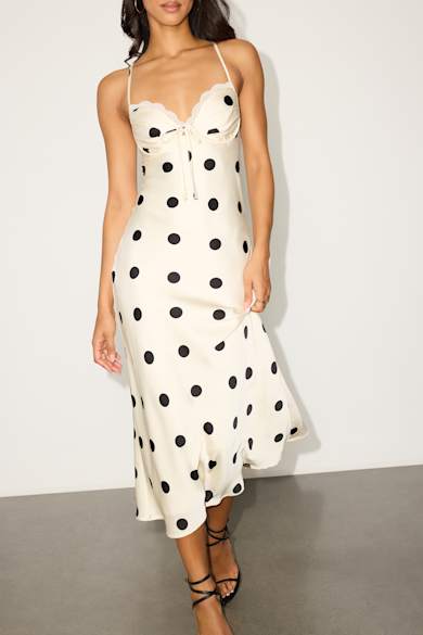 sachin and babi light blue dress NWT NEW Somewherelately Polka Dot Maxi Dress From The Drop Size XS