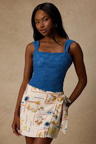 Lennox Ivory Multi Print Faux-Wrap Mini Skirt 2