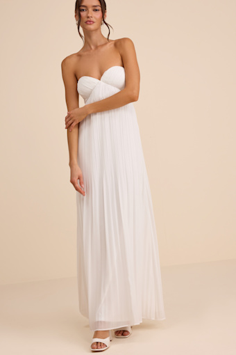 Remley White Pleated Strapless Maxi Dress 1