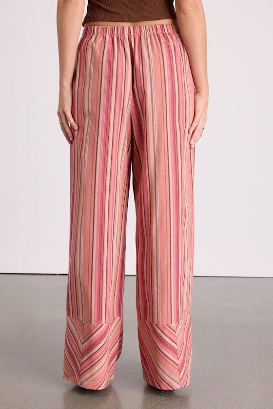 Docia Pink Striped Cotton Wide-Leg Pants - thumbnail 3