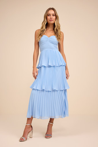 Seriously Sensational Light Blue Strapless Tiered Midi Dress 6