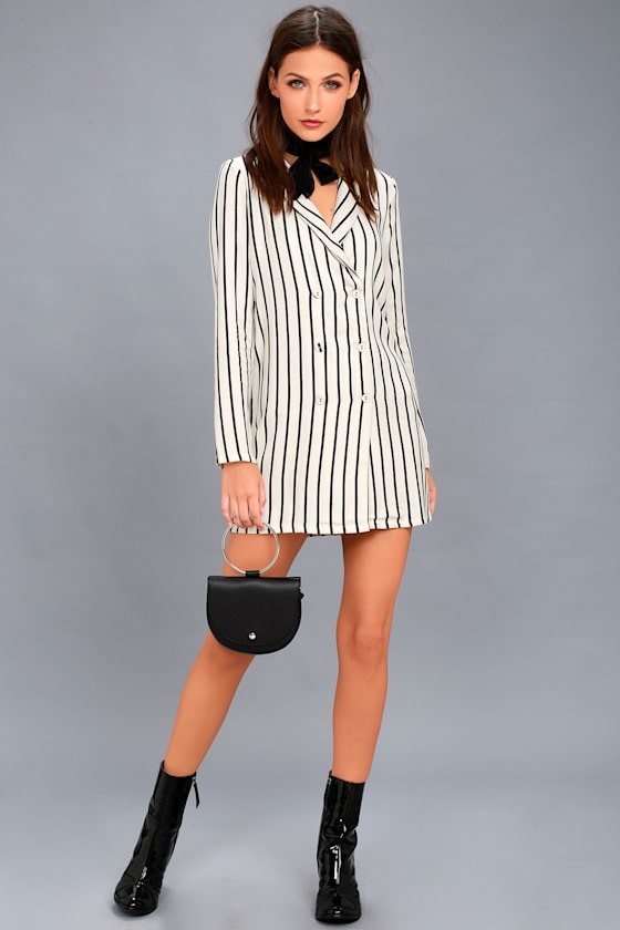 Blazin Black and White Striped Long Sleeve Dress 2