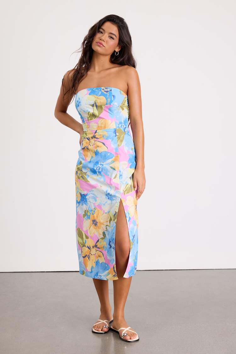 bold midi dress Mix Bold Floral Tiered Midi Dress