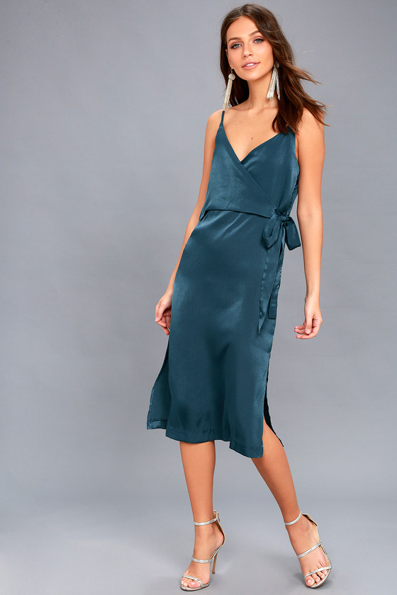 lulus satin wrap dress