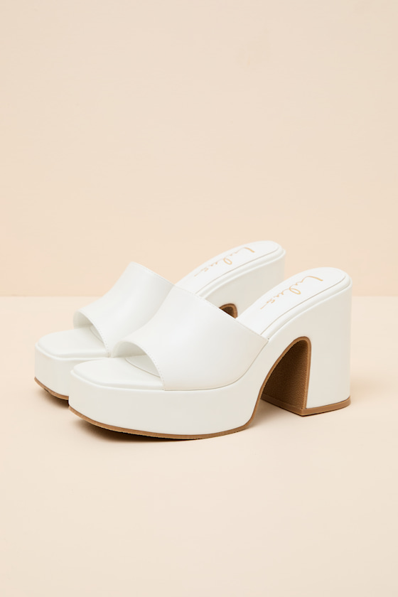 White Platform Sandals - Slide Sandals - White Slide Sandals - Lulus