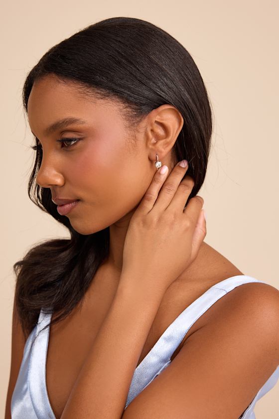 The Classique Silver Cushion Rhinestone Earrings 1