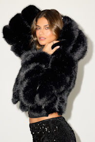 Jolene Black Faux Fur Hooded Jacket 1