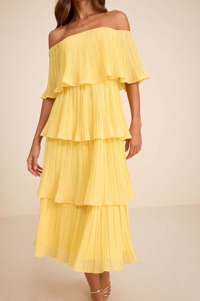 yellow ruffle off the shoulder maxi dress Summer Yellow Floral Ruffled Off-shoulder Maxi Dress on Luulla