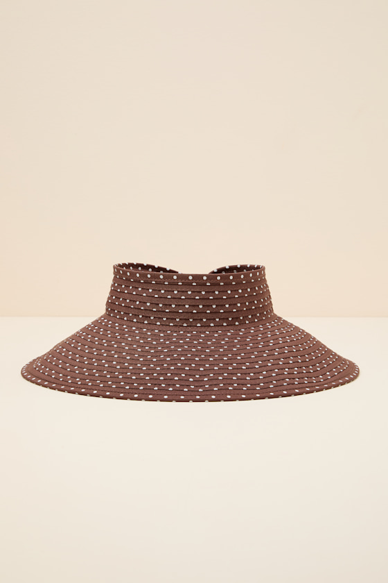 Dot Brown Polka Dot Woven Roll-Up Visor
