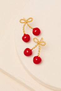 Maraschino 14KT Gold Cherry Earrings 1