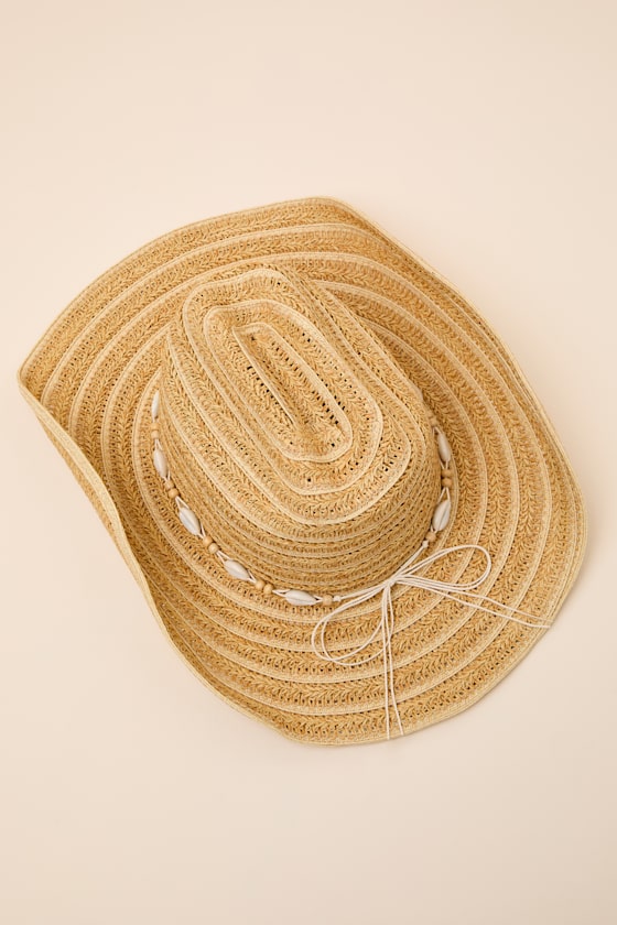 Sundae Natural Stripe Woven Cowboy Hat - thumbnail 2