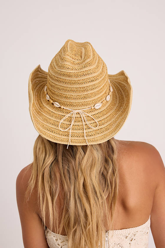 Sundae Natural Stripe Woven Cowboy Hat - thumbnail 3