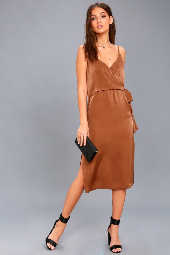 lulus satin wrap dress