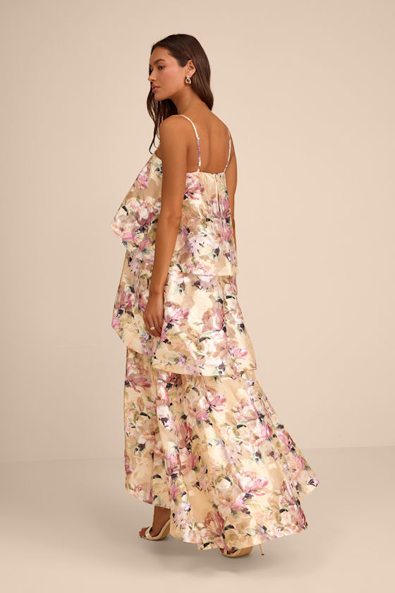 Yellow Multi Maxi Dress - Tiered Maxi Dress - Floral Shift Dress - Image 3