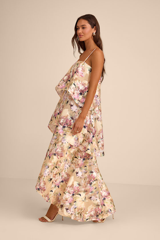 Yellow Multi Maxi Dress - Tiered Maxi Dress - Floral Shift Dress - Image 4
