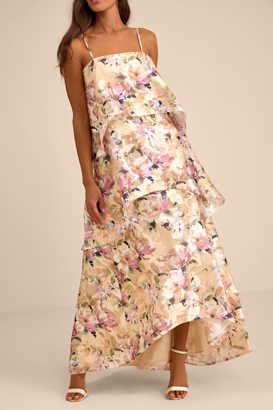 Yellow Multi Maxi Dress - Tiered Maxi Dress - Floral Shift Dress - Image 5