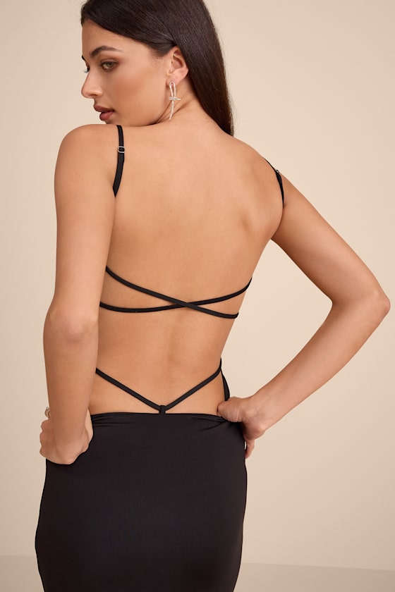 Carys Black Strappy Column Maxi Dress 2