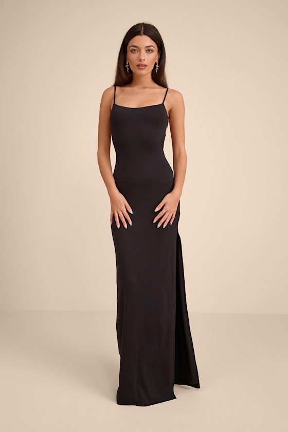 Carys Black Strappy Column Maxi Dress 4