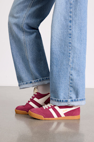 Elan Cerise Color Block Suede Leather Sneakers 1