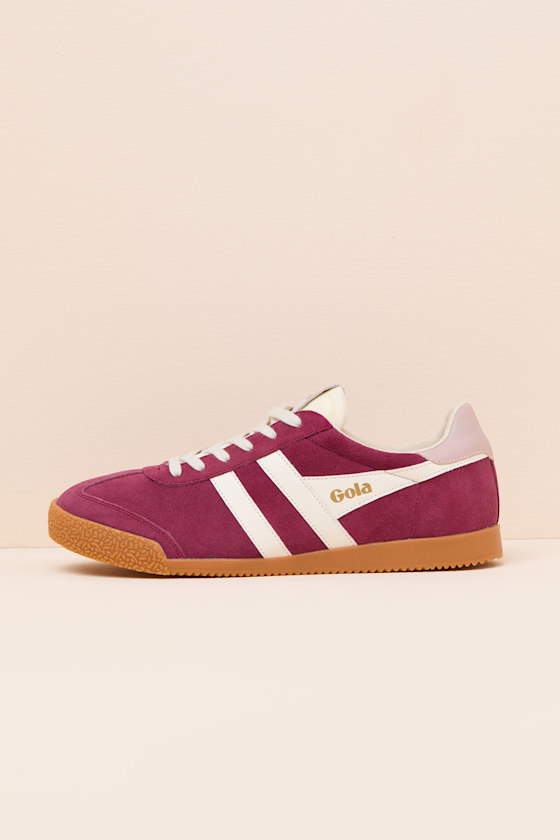 Elan Cerise Color Block Suede Leather Sneakers - thumbnail 3