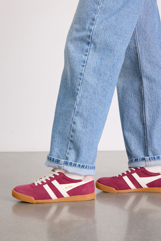 Elan Cerise Color Block Suede Leather Sneakers - thumbnail 4