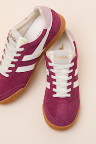 Elan Cerise Color Block Suede Leather Sneakers 4