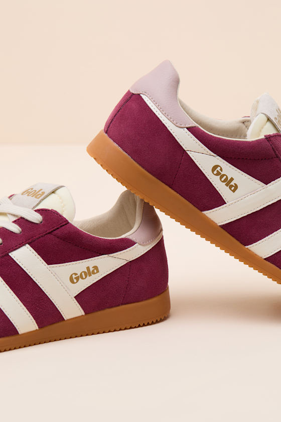 Elan Cerise Color Block Suede Leather Sneakers - thumbnail 6