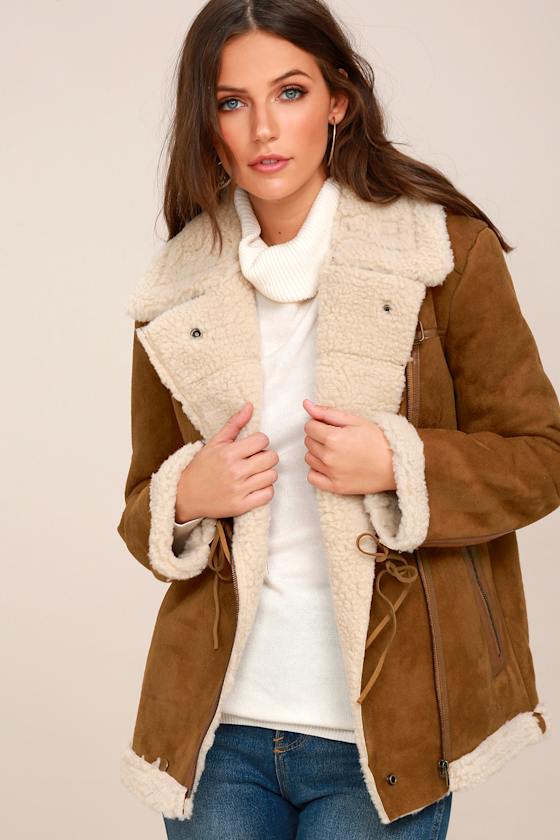 Blizzard Babe Brown Vegan Suede Sherpa Jacket 2