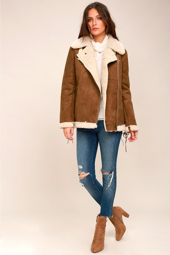 Blizzard Babe Brown Vegan Suede Sherpa Jacket 1