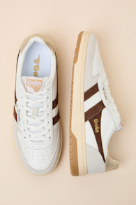 Hawk White and Dark Brown Color Block Suede Sneakers 2