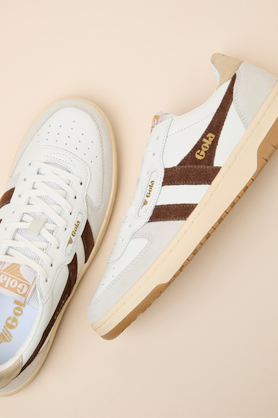 Hawk White and Dark Brown Color Block Suede Sneakers - thumbnail 5
