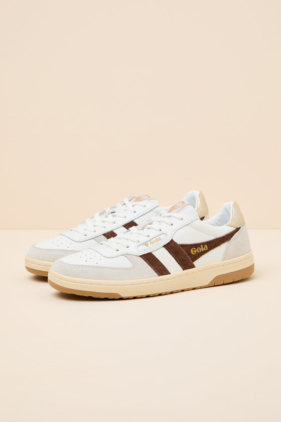 Hawk White and Dark Brown Color Block Suede Sneakers - thumbnail 6