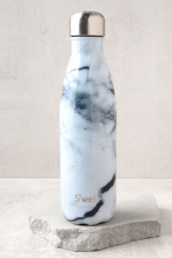 White Marble Insulated Stainless Steel Water Bottle 1