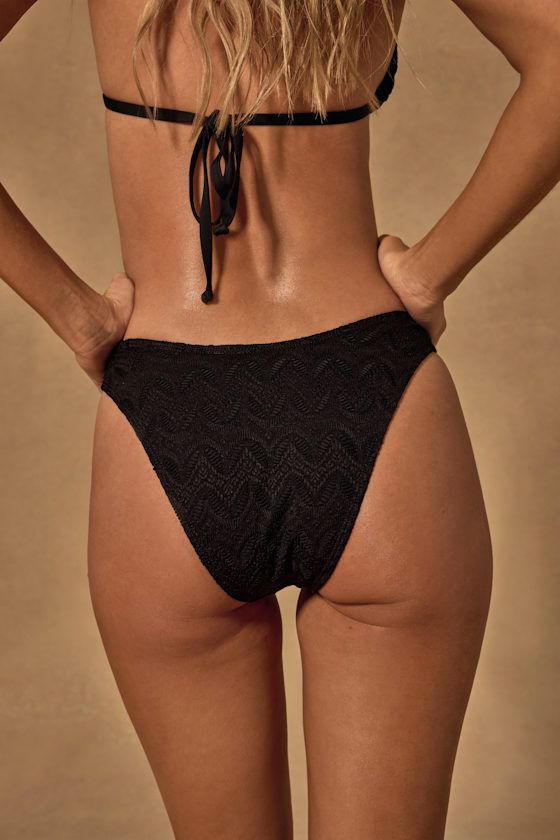 Bungalow Black Textured Cheeky Bikini Bottoms - thumbnail 3