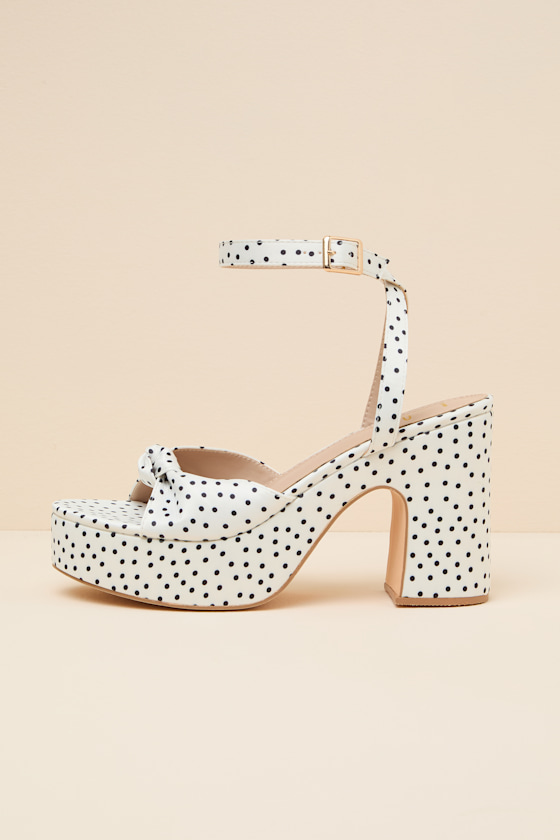 Rosamond White Polka Dot Knotted Platform High Heel Sandals