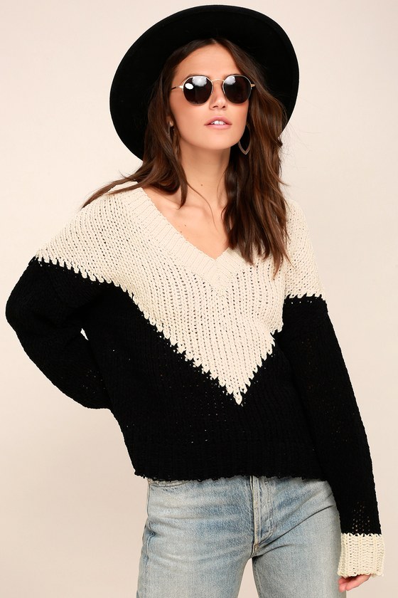 Moon River Knit Sweater - Colorblock Sweater - Chunky Knit - Lulus
