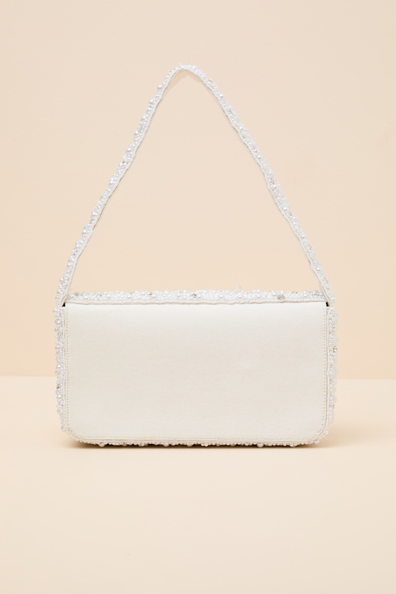 Vivi White Pearl Rhinestone Shoulder Bag - thumbnail 5