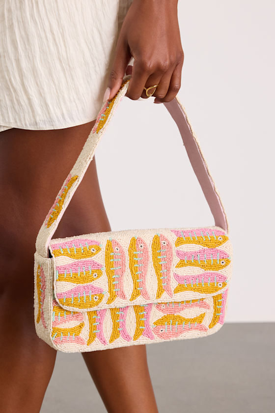 Ivory Multi Beaded Purse - Beaded Shoulder Bag - Shoulder Bag - Lulus
