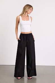 Brisa Black Cuffed Wide-Leg Pants 1