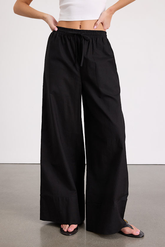 Brisa Black Cuffed Wide-Leg Pants 2