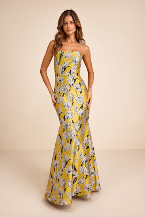green emerald velvet dress Shining Suns Maxi Dress Yellow main image 1