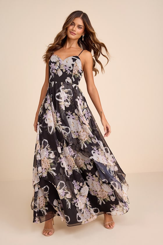 Breigh Black Floral Sleeveless Maxi Dress 1