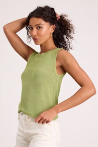 Clean Aesthetic Lime Green Sweater Knit Tank Top 2